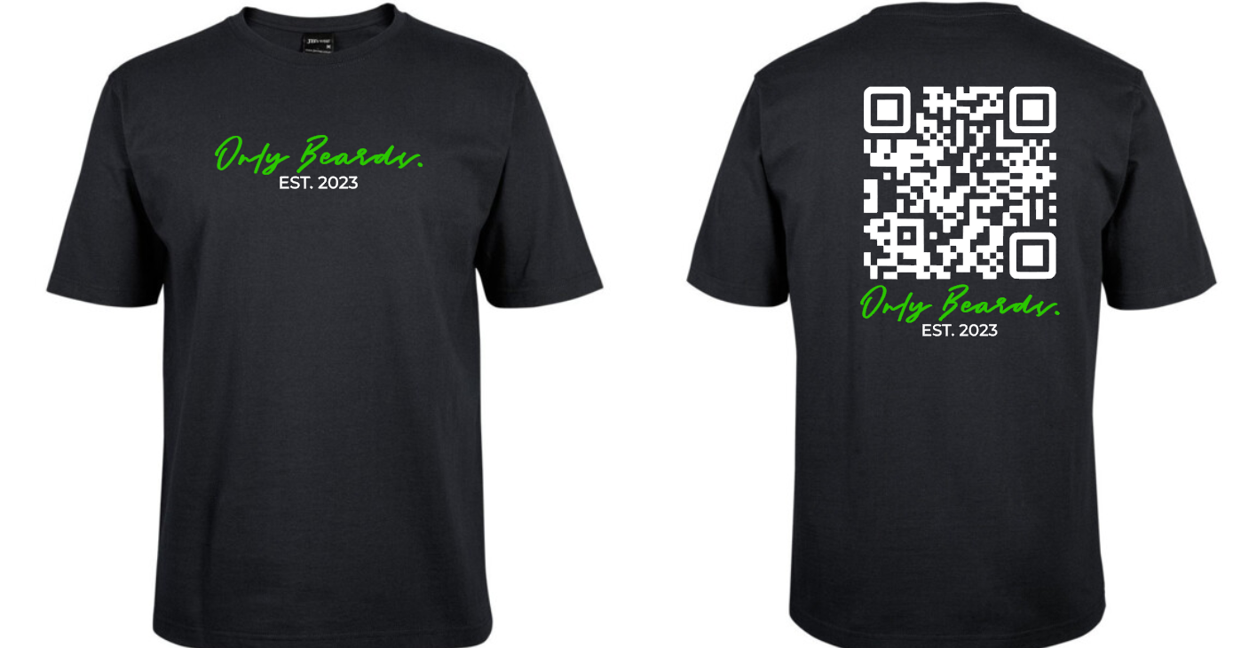 OnlyBeards QR Code Calligraphy - short sleeve tee