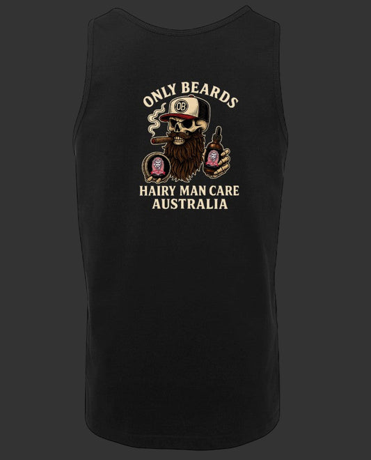 Collab - Hairy Man Care & Only Beards (unisex singlet)