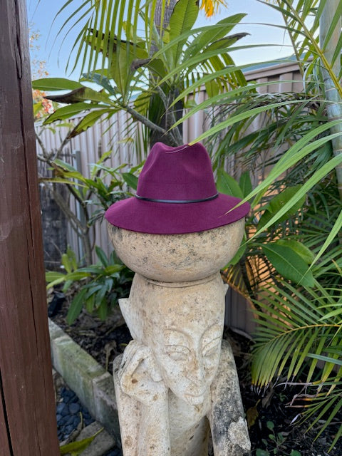 100% Wool Hat Floppy Style - Burgundy