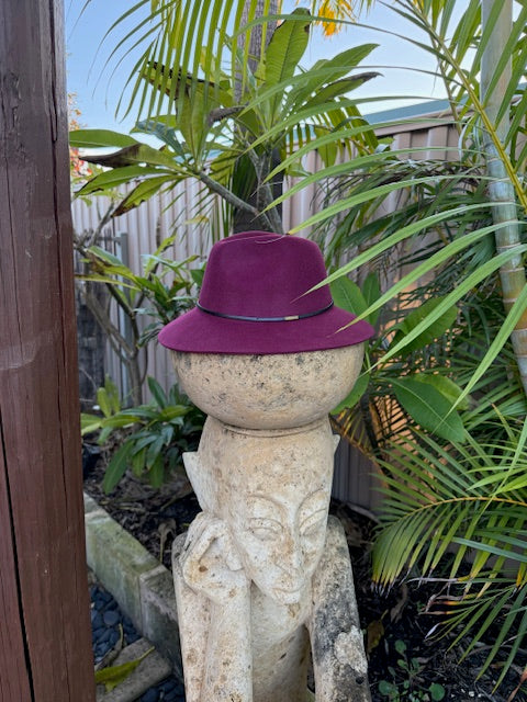 100% Wool Hat Floppy Style - Burgundy