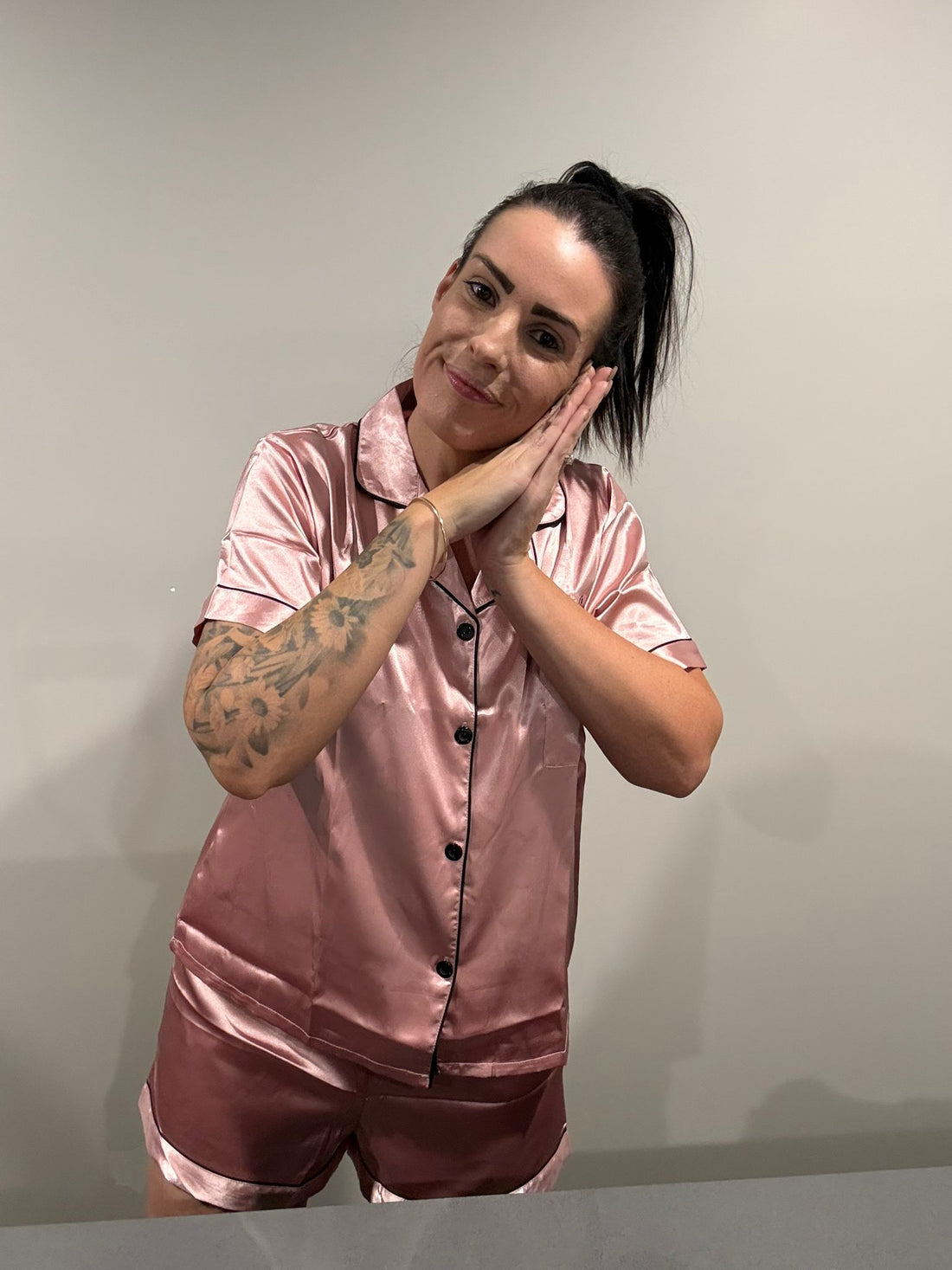 Only Beards Satin Pyjama Set – Pink (Ladies)