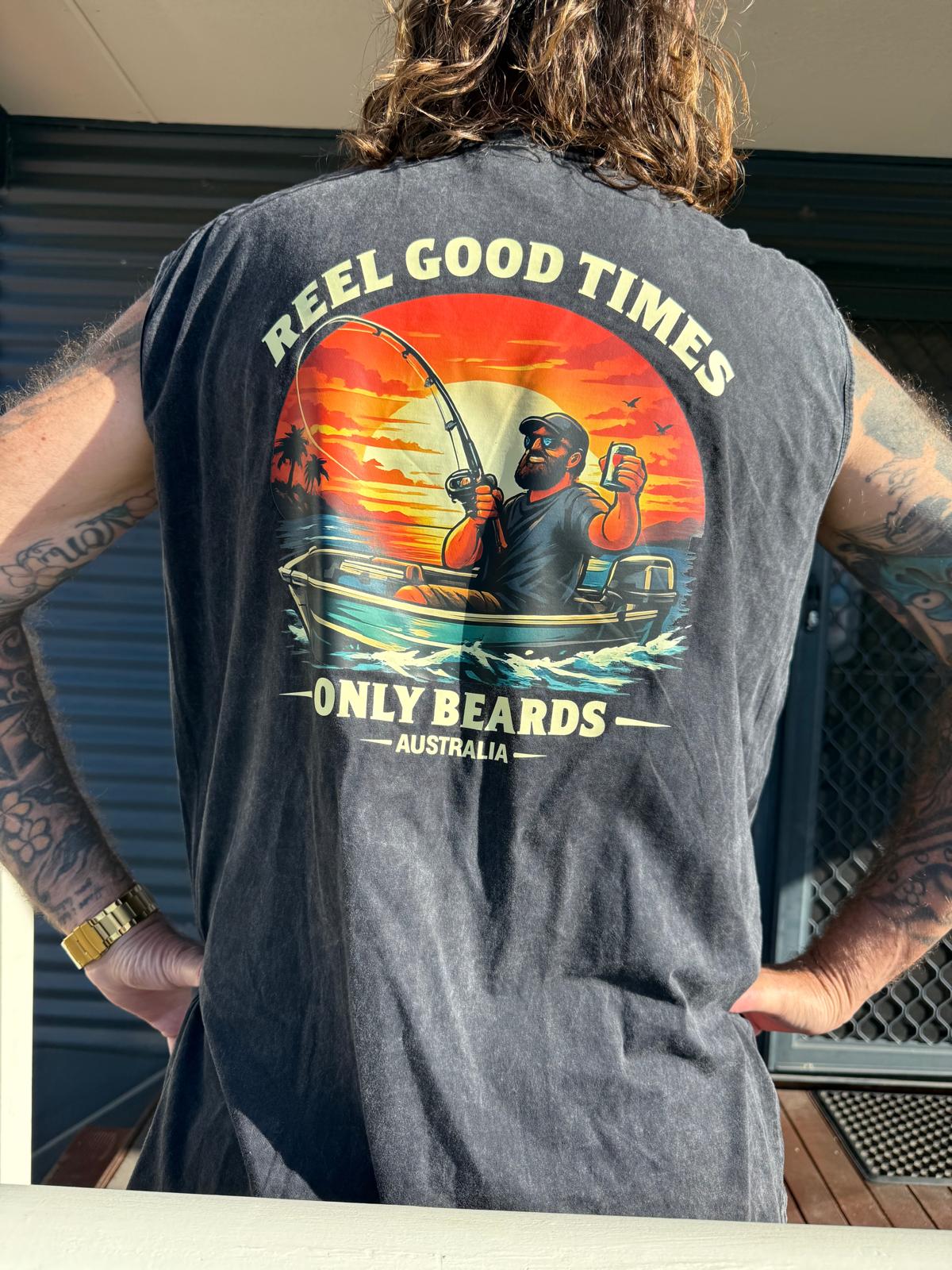 Only Beards - Reel Good Times (Stonewash Sleeveless Tee)