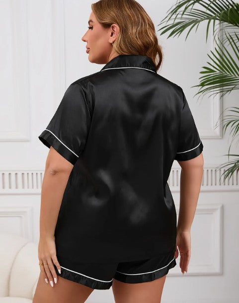 Only Beards Satin Pyjama Set – Black (Ladies)