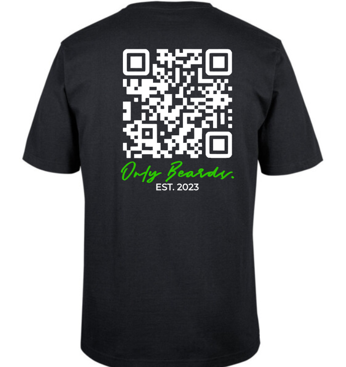 OnlyBeards QR Code Calligraphy - short sleeve tee