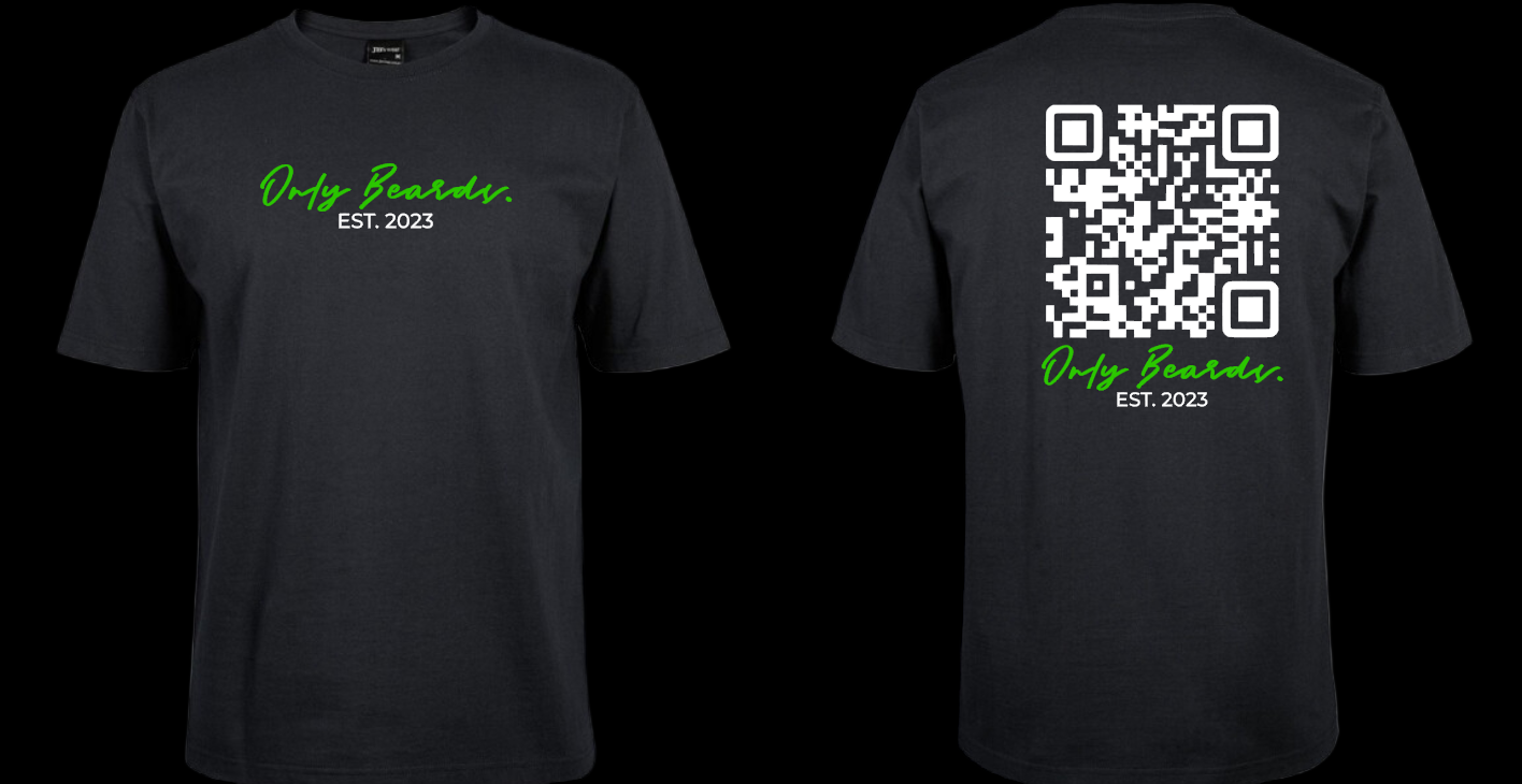OnlyBeards QR Code Calligraphy - short sleeve tee